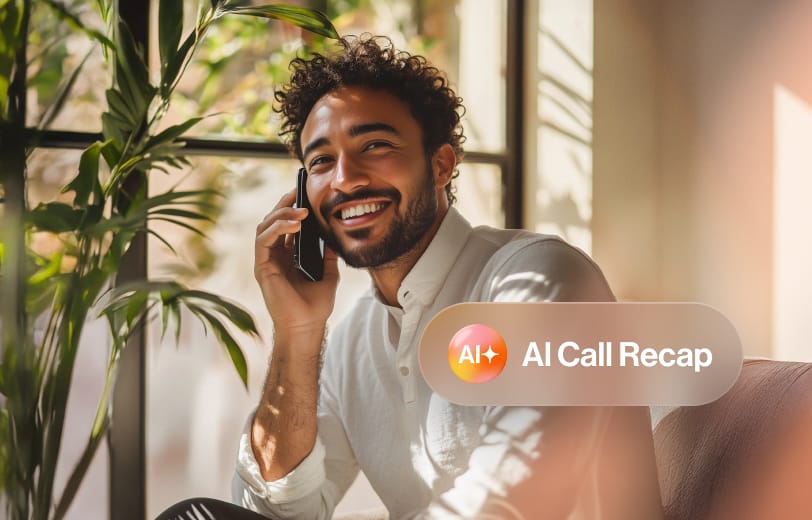 A man using the AI Conversation Expert call recap feature on his phone