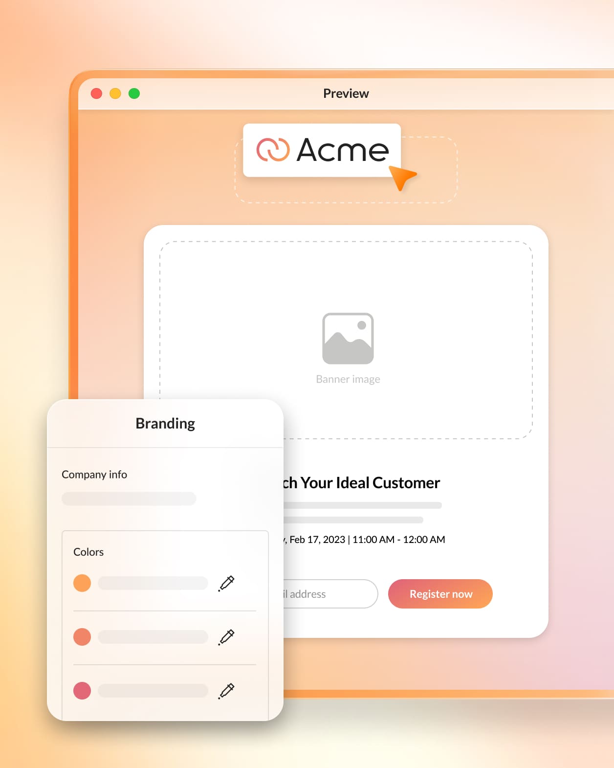The Acme Brand using the custom branding options of RingCentral Webinar