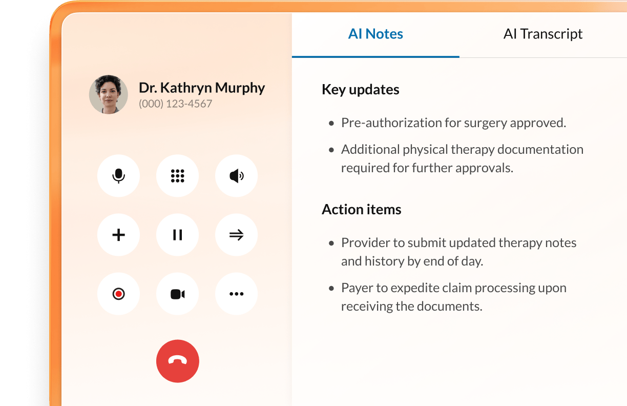 AI notes for a doctor's call about surgery approval