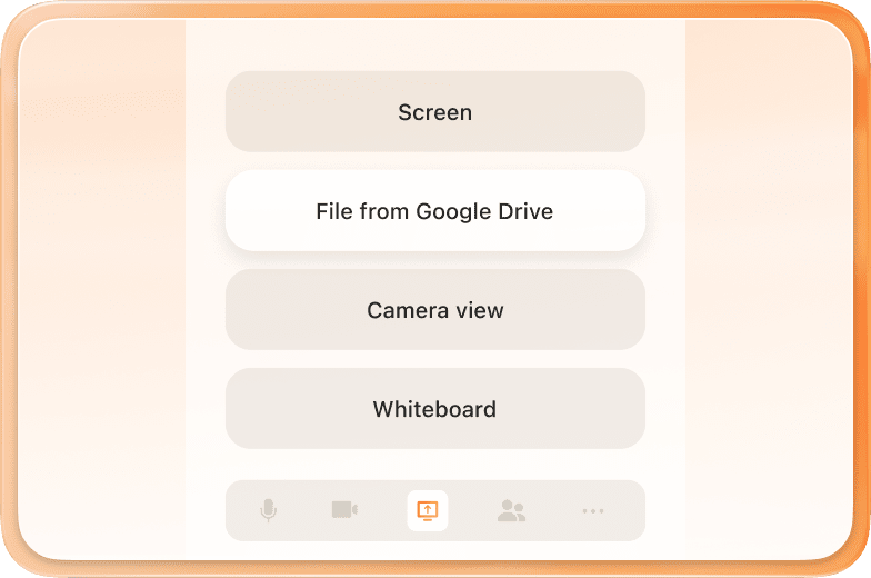 Meeting participant sharing content directly from their Google Drive during a RingCentral Video meeting