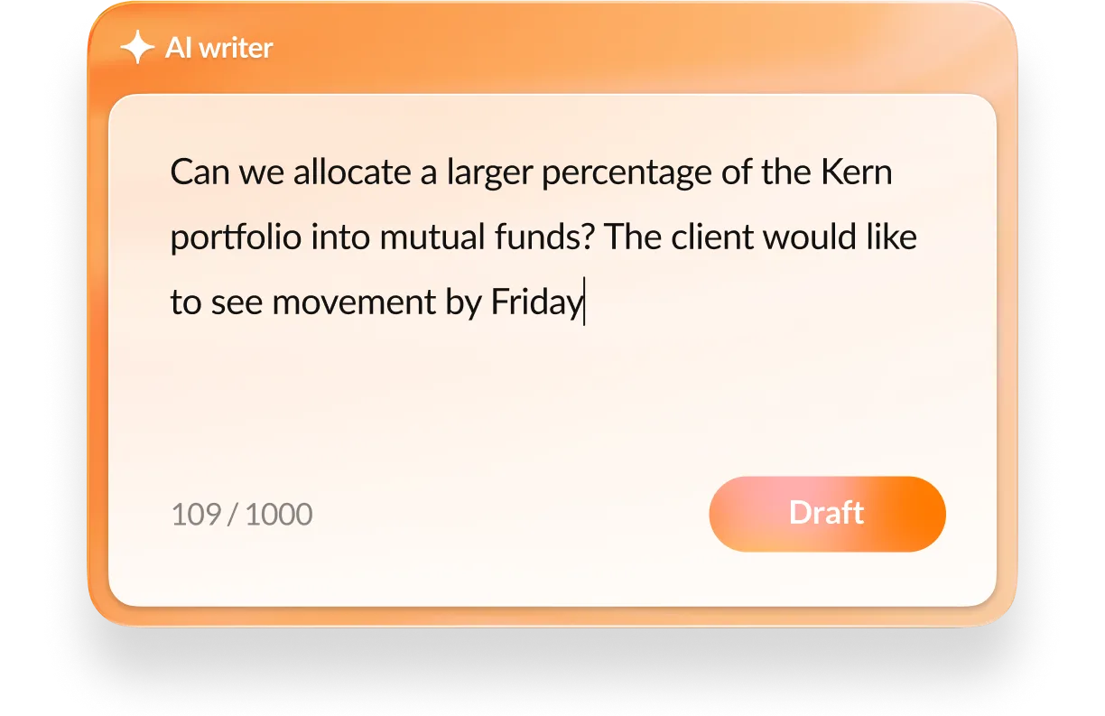 An employee using RingCentral AI writer to draft a message