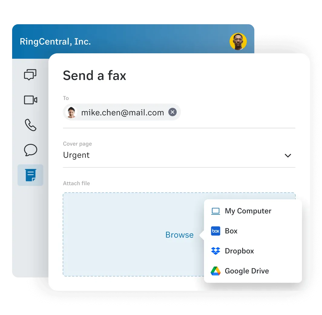 Invio di fax utilizzando l'app RingCentral