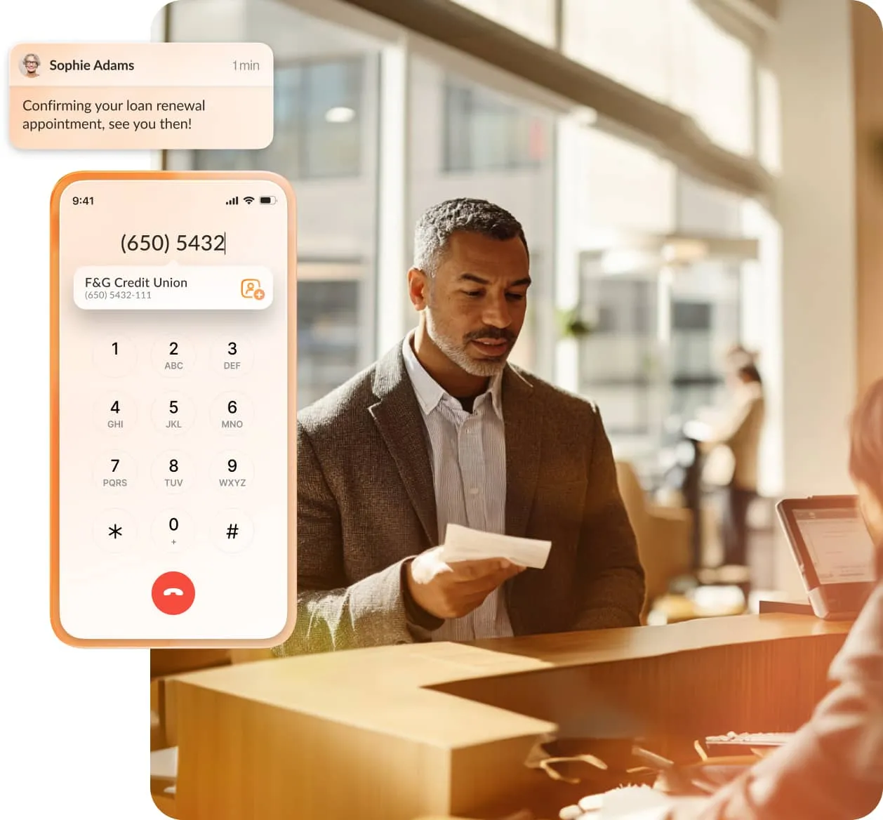 A man confirming load renewal appoinment via RingCentral mobile app