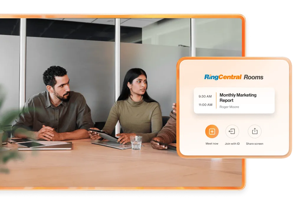 RingCentral Rooms meeting invite displayed on RingCentral app
