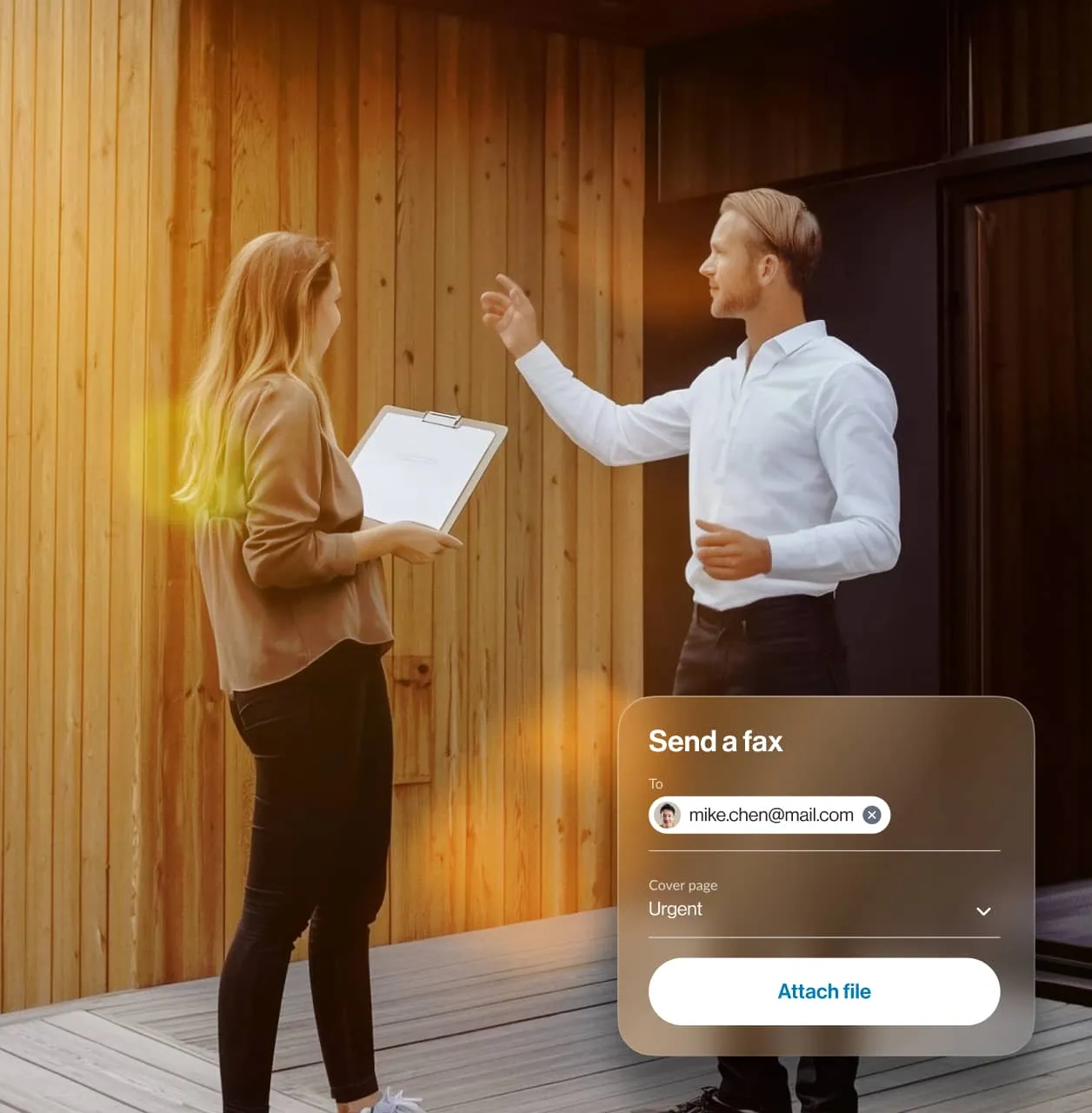 A real estate agent sending an eFax to a client via RingCentral app